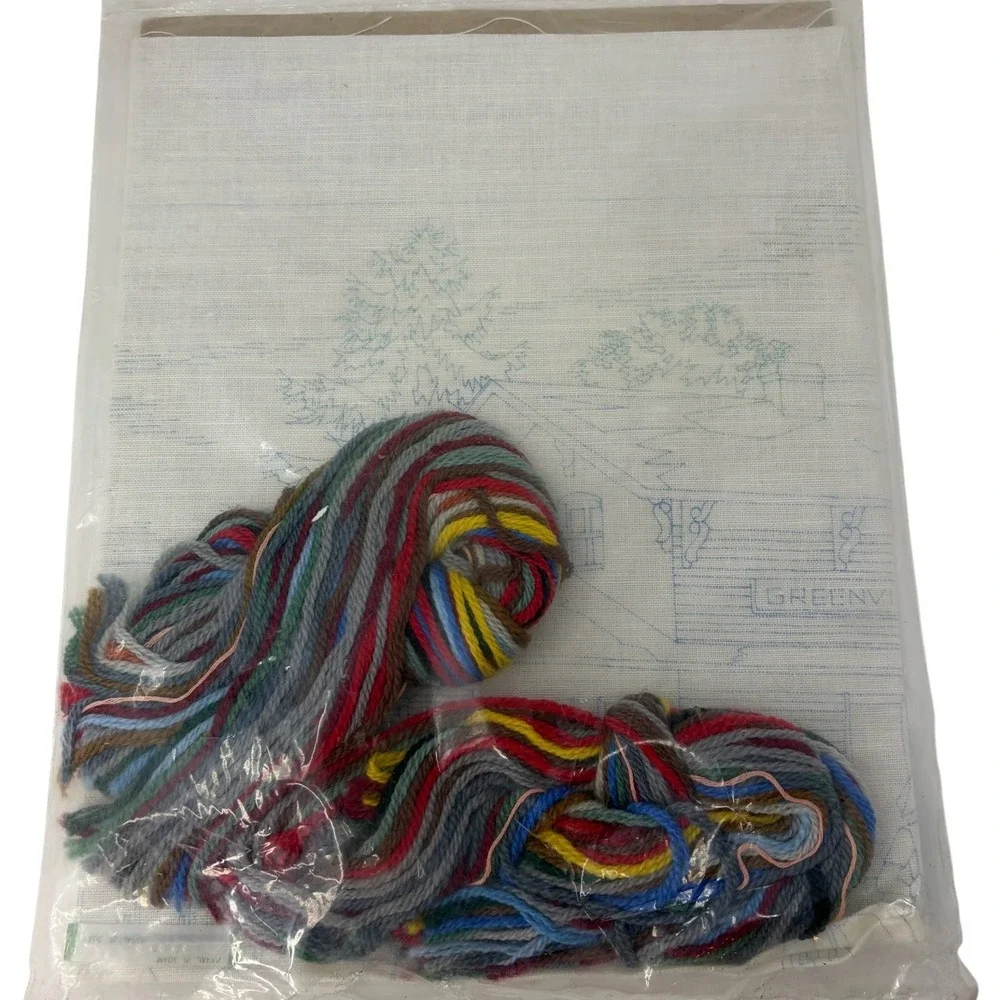 Vintage Bucilla Greenville Junction Crewel Embroidery Kit 48845 Sealed USA